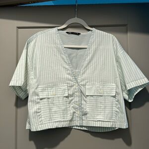Crop button down shirt